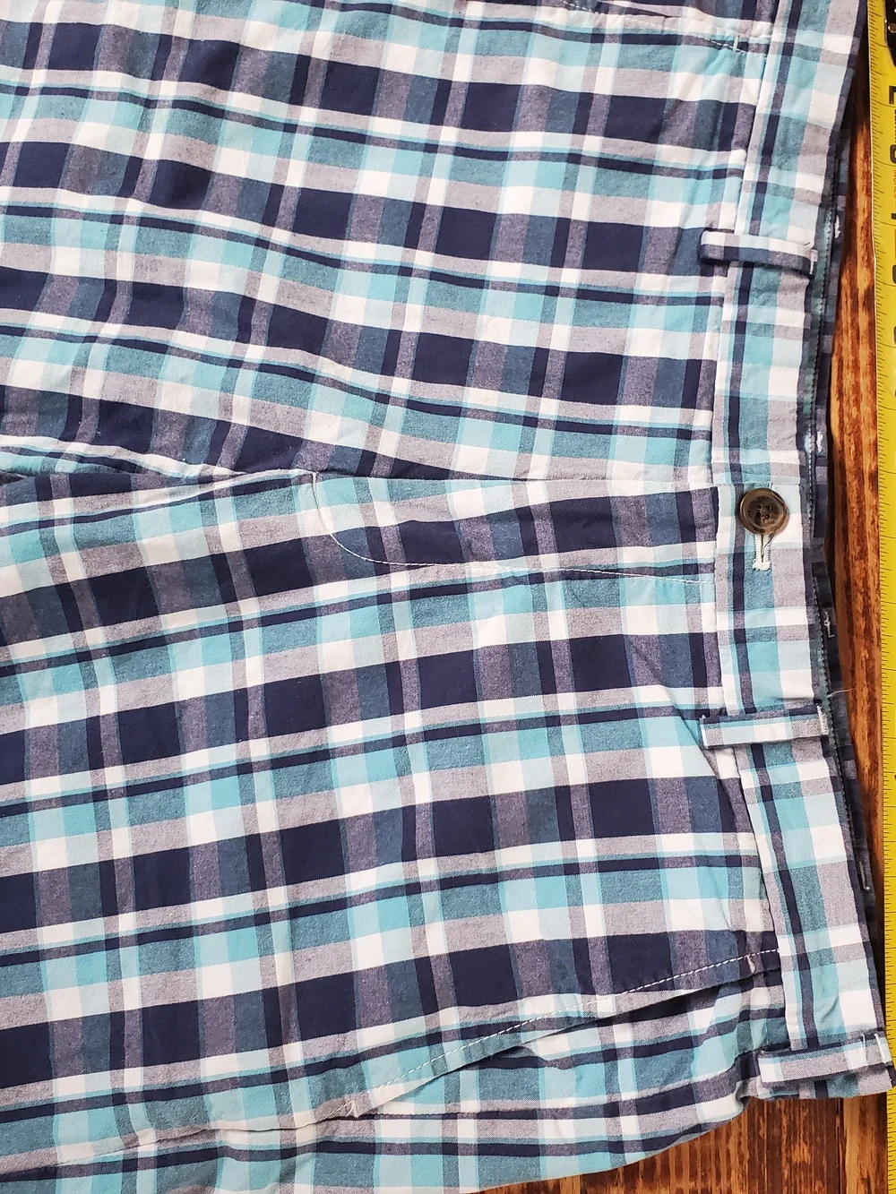 Classic Navy Crew Tee with Blue Plaid Shorts